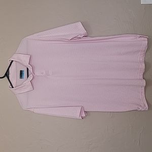 PGA mens pink striped polo Shirt size Large